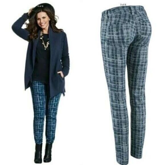 Cabi Size 2 Curvy Skinny Blue Tie Dye Mid Rise Jeans - Picture 2 of 7